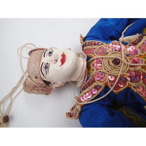 256 - Chinese wooden puppet, in traditional dress, H: 37cm. UK P&P Group 2 (£20+VAT for the first lot and ... 