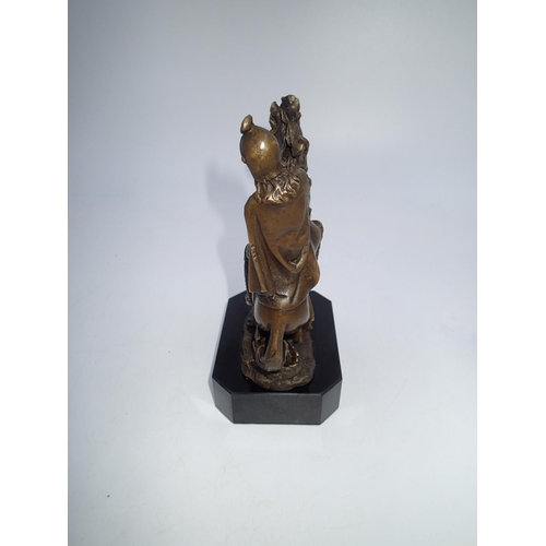 258 - Bronze George and the Dragon on marble base, indistinctly signed. H: 20cm. UK P&P Group 2 (£20+VAT f... 