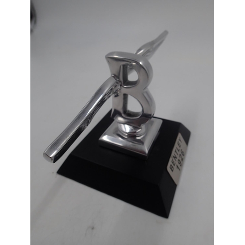 259 - Chrome Bentley B on base. H: 13cm. UK P&P Group 1 (£16+VAT for the first lot and £2+VAT for subseque... 