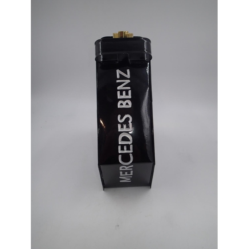 262 - Black Mercedes Benz petrol can. H: 33cm. 
UK P&P Group 3 (£30+VAT for the first lot and £8+VAT for s... 