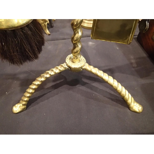 273 - Large Edwardian barley twist brass fireside companion set, H: 78 cm. UK P&P Group 3 (£30+VAT for the... 