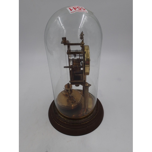 283 - DRGM brass anniversary clock under a glass dome, H: 32 cm. Not available for in-house P&P