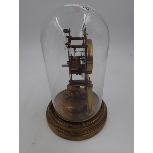 288 - Brass anniversary clock under a glass dome, H: 30 cm. Not available for in-house P&P