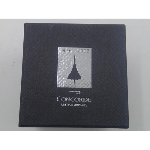 99C - Boxed Concorde souvenir alarm clock in leather case. UK P&P Group 2 (£20+VAT for the first lot and £... 