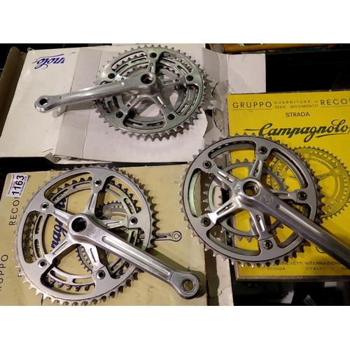 1163 - Three Campagnolo bike crank sets. Not available for in-house P&P