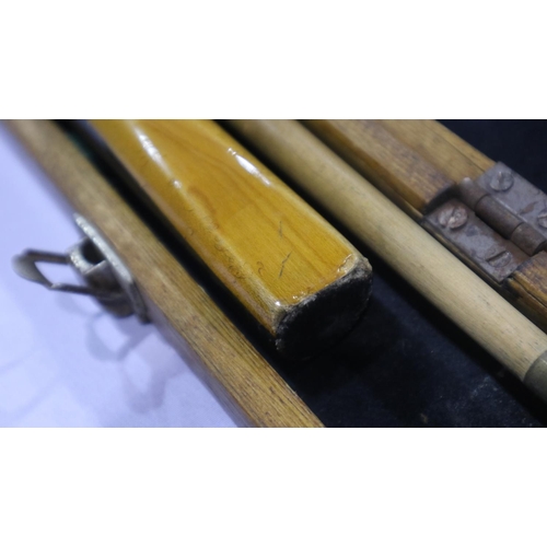 2056 - Two snooker cues in hard wood case to include Joe Davis 600 Century Break cue. Not available for in-... 