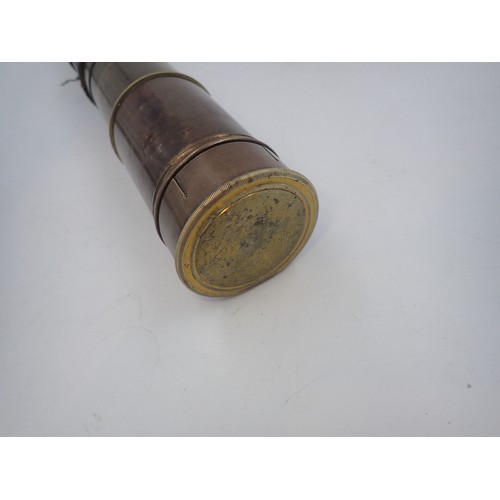 143 - Leather bound telescope, extended length 72cm. UK P&P Group 2 (£20+VAT for the first lot and £4+VAT ... 