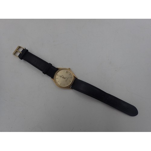 90A - Vintage OMEGA Sea Master quartz gentlemans wristwatch, 1337 gold coloured dial and date. needs a new... 