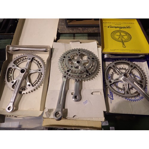 1163 - Three Campagnolo bike crank sets. Not available for in-house P&P