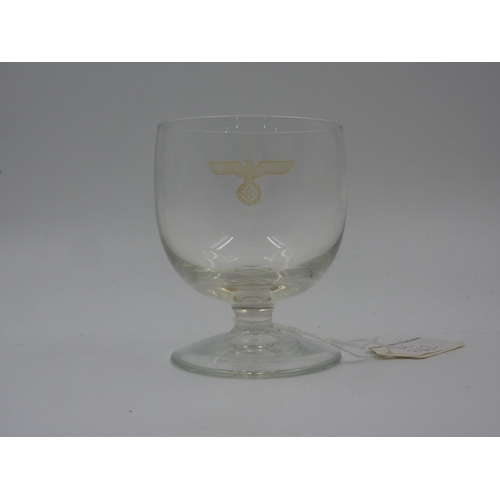 111 - Third Reich toasting glass, with transfer Wehrmacht eagle. UK P&P Group 2 (£20+VAT for the first lot... 