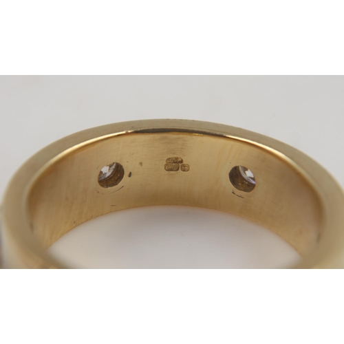 3 - 18ct gold, heavy gauge, band ring set with 6 diamonds, size Q, 10.9g. UK P&P Group 1 (£16+VAT for th... 