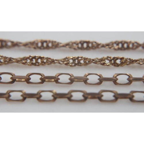 56 - Two 9ct gold neck chains, 5.0g. UK P&P Group 0 (£6+VAT for the first lot and £1+VAT for subsequent l... 