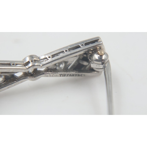 58 - Tiffany and Co, platinum, onyx and diamond brooch, circa 1930. UK P&P Group 1 (£16+VAT for the first... 