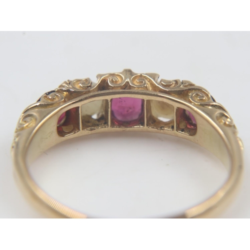 60 - Antique 18ct gold, garnet, pearl and diamond ring, size L/M, 3.4g. UK P&P Group 1 (£16+VAT for the f... 