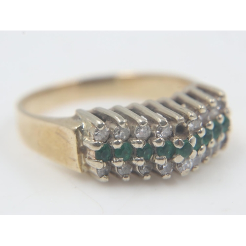 62 - 14ct gold diamond and emerald set ring, size N, missing a small diamond, 4.1g. UK P&P Group 0 (£6+VA... 