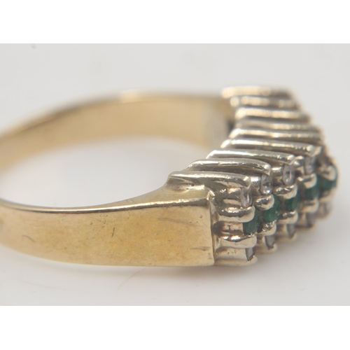 62 - 14ct gold diamond and emerald set ring, size N, missing a small diamond, 4.1g. UK P&P Group 0 (£6+VA... 