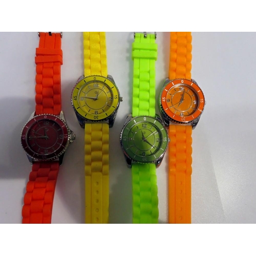 1061 - Four Strada wristwatches on rubber strap. UK P&P Group 1 (£16+VAT for the first lot and £2+VAT for s... 