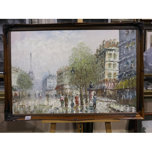 2002 - J M Burnett in the manner of Caroline Burnett (American 1877-1950): oil on canvas, Parisian street s... 