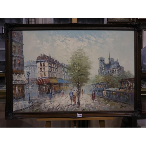 2005 - J M Burnett in the manner of Caroline Burnett (American 1877-1950): oil on canvas, Parisian street s... 