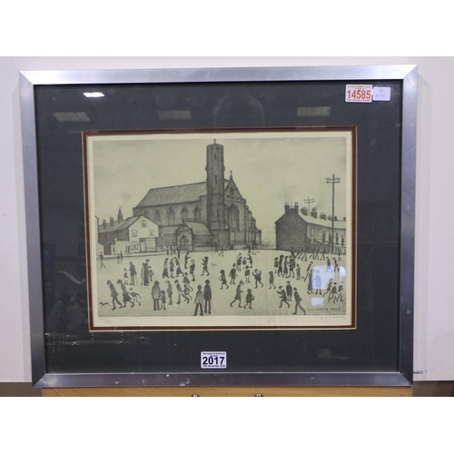 2017 - Laurence Stephen Lowry RBA RA (1887-1976): artist signed monochrome lithograph, St Marys Beswick, si... 