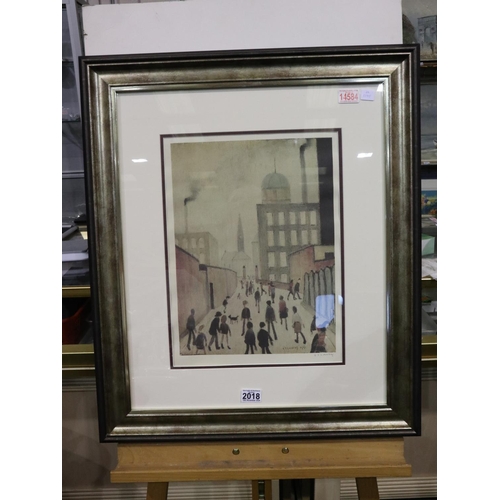 2018 - Laurence Stephen Lowry RBA RA (1887-1976): artist signed colour lithograph, Mrs Swindells, signed in... 