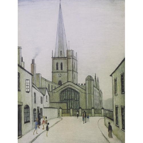 2019 - Laurence Stephen Lowry RBA RA (1887-1976): artist signed colour lithograph, Burford Church, signed a... 