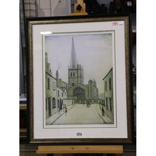 2019 - Laurence Stephen Lowry RBA RA (1887-1976): artist signed colour lithograph, Burford Church, signed a... 