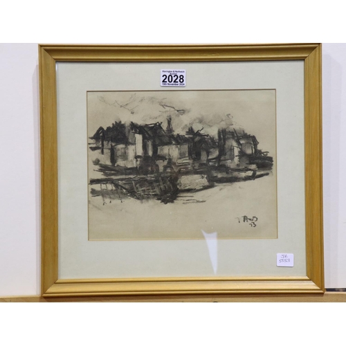 2028 - Nicholas Horsfield (1917-2005): monochrome charcoal study, Dieppe Le Pollet 7th Aug '73, attributed ... 