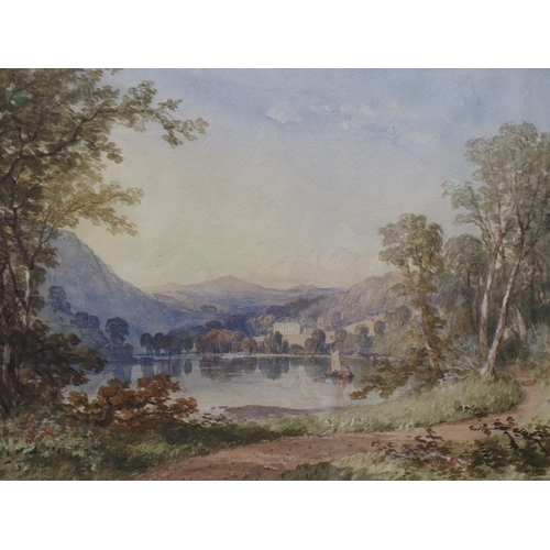 2060 - Attributed to John Steeple (1823-1877): watercolour, Lake & Hills, unsigned, attributed by label ver... 