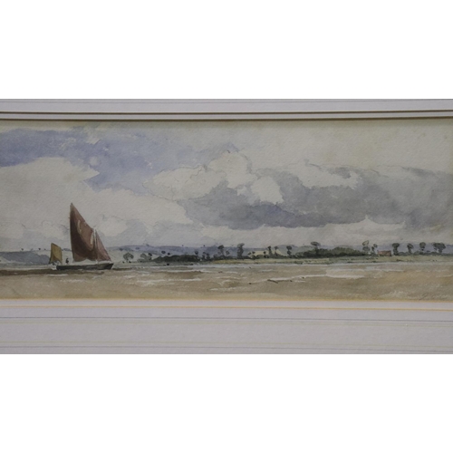 2066 - James Chisholm Gooden (ex. 1835-1965): watercolour, Thames Estuary, 34 x 12 cm, overall 56 x 34 cm. ... 