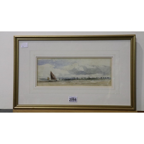 2066 - James Chisholm Gooden (ex. 1835-1965): watercolour, Thames Estuary, 34 x 12 cm, overall 56 x 34 cm. ... 