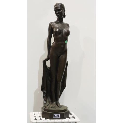 2092 - Large composite bronzed figure of a nude female study, overall H: 74cm. Not available for in-house P... 