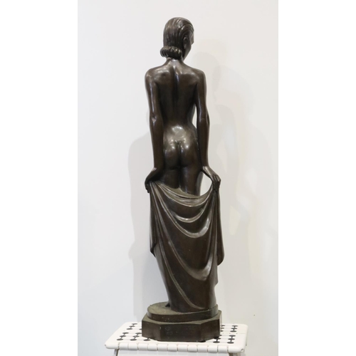 2092 - Large composite bronzed figure of a nude female study, overall H: 74cm. Not available for in-house P... 