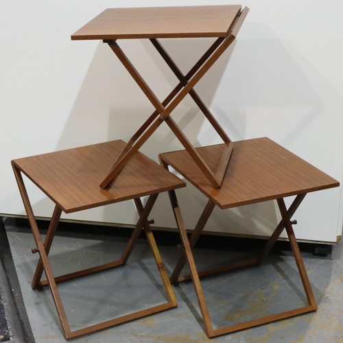 2102 - Illum Wekkelso for CFC Silkeborg 1960s nest of four tables, comprising three folding frames which si... 