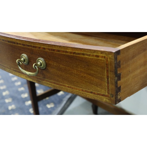 2103 - Harrods 1940s desk with leather top on a stretchered base on spade feet and square tapering supports... 