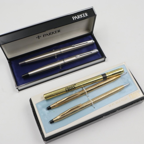 100D - Cross pen and pencil set and a Parker set. UK P&P Group 1 (£16+VAT for the first lot and £2+VAT for ... 