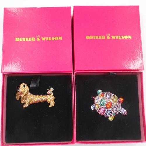 80 - Two Butler & Wilson brooches, Dog and Turtle. UK P&P Group 1 (£16+VAT for the first lot and £2+VAT f... 