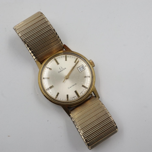 83 - OMEGA: gents Geneve wristwatch, boxed, working at lotting up, no marks on the dial, glass has scratc... 