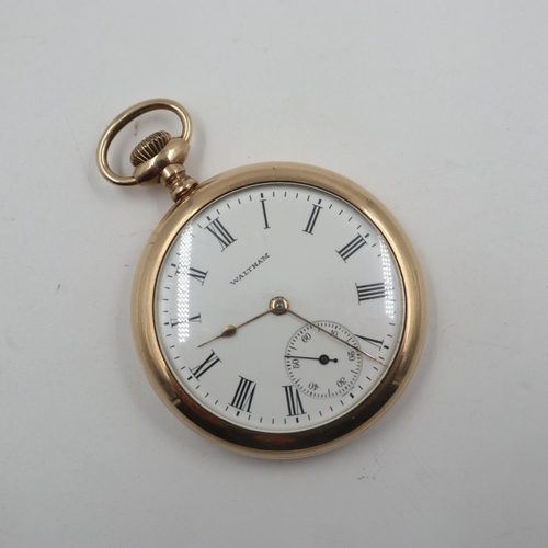 89 - WALTHAM: 15 jewel screw back open face gold filled pocket watch, working at lotting. UK P&P Group 1 ... 