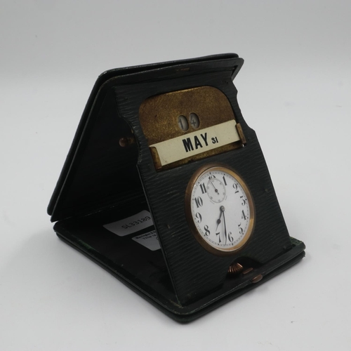 91B - Table watch and date set in a folding case by The Urania Watch Company, working at lotting. UK P&P G... 