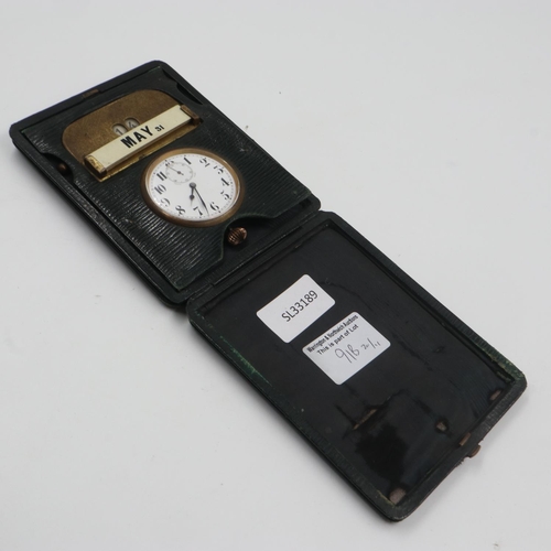 91B - Table watch and date set in a folding case by The Urania Watch Company, working at lotting. UK P&P G... 