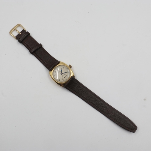 94 - OMEGA: 18ct gold cased 1930s gents wristwatch with subsidiary seconds dial, working at lotting up. T... 