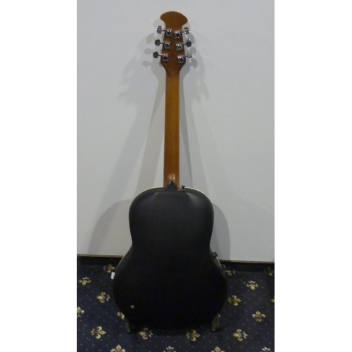 341 - Encore 7fts electro acoustic, full size Korean made guitar with case and books, #W250. Not available... 