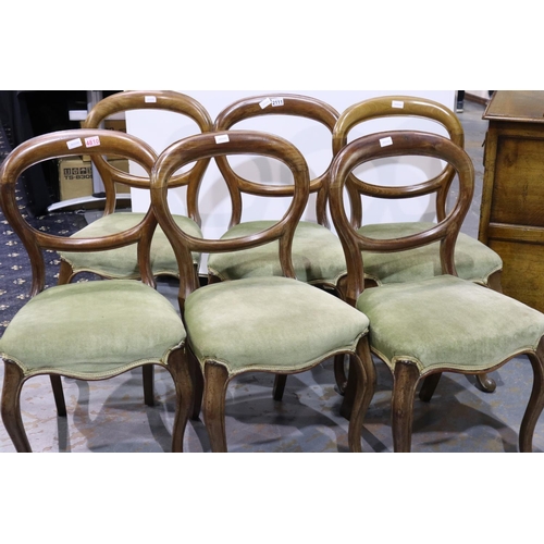 2111 - Victorian set of six mahogany balloon back dining chairs. Not available for in-house P&P