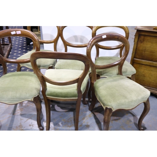 2111 - Victorian set of six mahogany balloon back dining chairs. Not available for in-house P&P