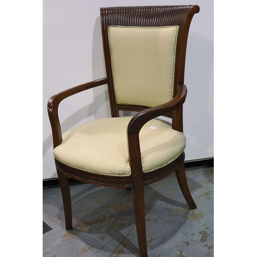 2129 - Contemporary gentleman's mahogany framed elbow chair. Not available for in-house P&P