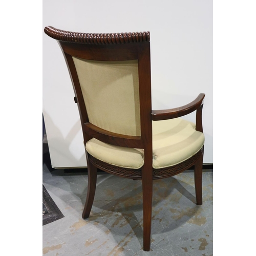 2129 - Contemporary gentleman's mahogany framed elbow chair. Not available for in-house P&P