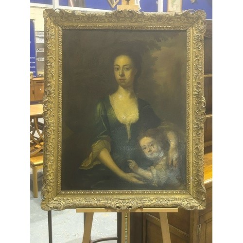 2026 - Circle of Michael Dahl (1659-1743): oil on canvas, portrait of a lady with infant, unsigned, set in ... 