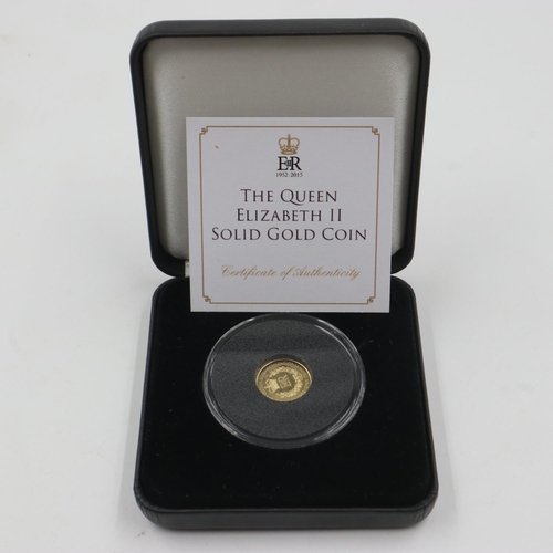 2002 - 2015 9ct gold round, Tristan da Cunha, 1.0g, boxed with CoA. UK P&P Group 1 (£16+VAT for the first l... 