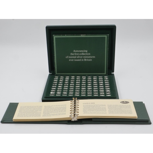 2005 - John Pinches The 100 Greatest Cars silver miniature collection in fitted green case containing one-h... 